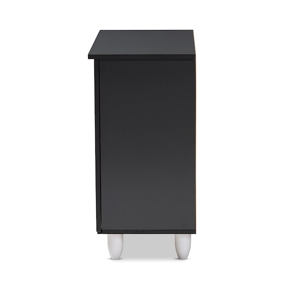 Baxton Studio Gisela Two-Tone Oak and Dark Gray 2-Door Shoe Storage Cabinet - 152-9172