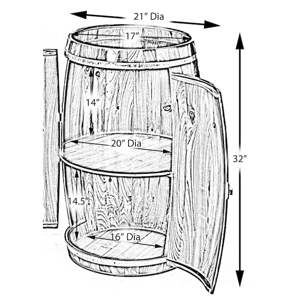 Vintiquewise Wooden Wine Barrel Shaped Wine Holder, Bar Storage Lockable Storage Cabinet - QI003771