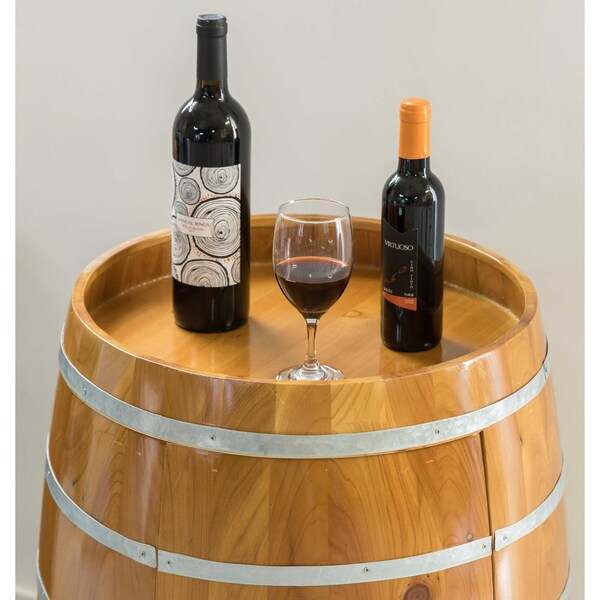 Vintiquewise Wooden Wine Barrel Shaped Wine Holder, Bar Storage Lockable Storage Cabinet - QI003771