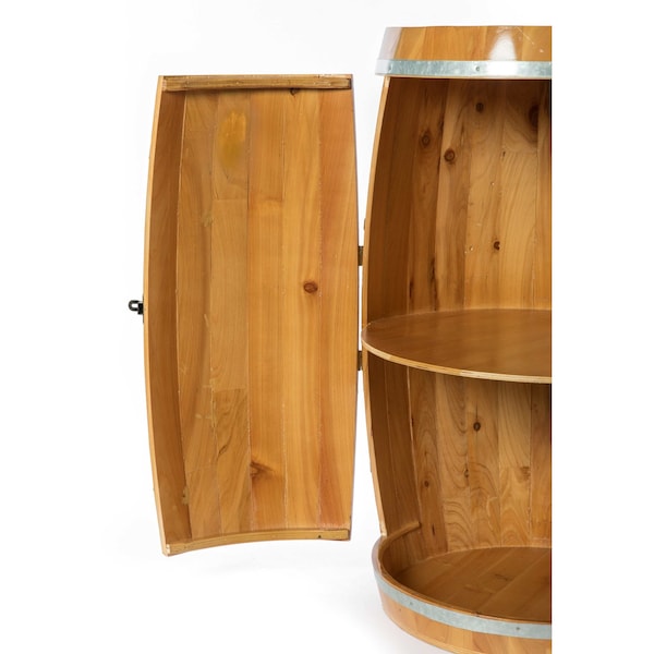 Vintiquewise Wooden Wine Barrel Shaped Wine Holder, Bar Storage Lockable Storage Cabinet - QI003771