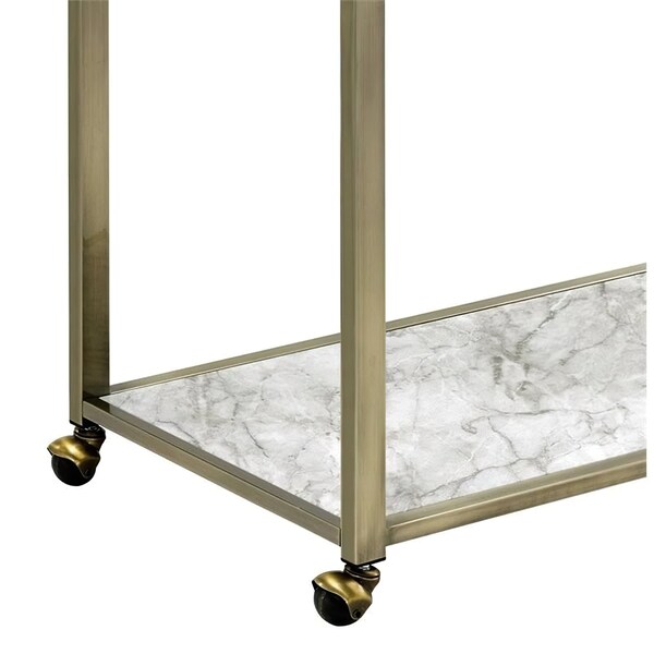 Acme Metal Frame Serving Cart with Glass Top Shelf in Clear and Wire Brass - ER-0173CL