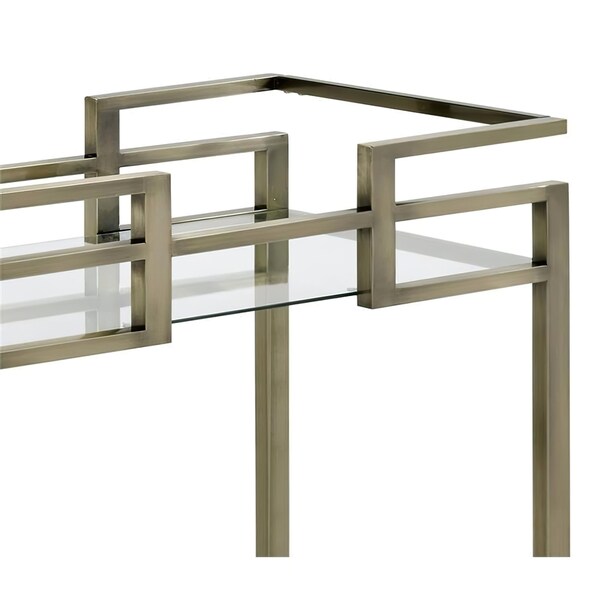 Acme Metal Frame Serving Cart with Glass Top Shelf in Clear and Wire Brass - ER-0173CL