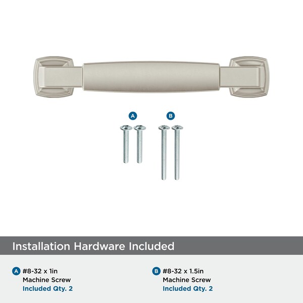 Amerock Stature 3-3/4 in 96 mm Center-to-Center Satin Nickel Cabinet Pull - BP36887G10