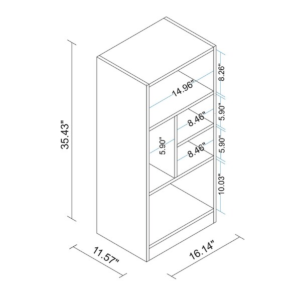 Manhattan Comfort Bookcase 2.0, 5 Shelves, White - 24AMC6