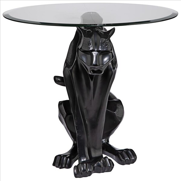 Design Toscano Black Jaguar Glass Top Table: Each - KY72408