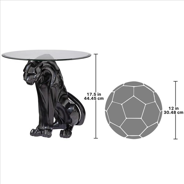 Design Toscano Black Jaguar Glass Top Table: Each - KY72408