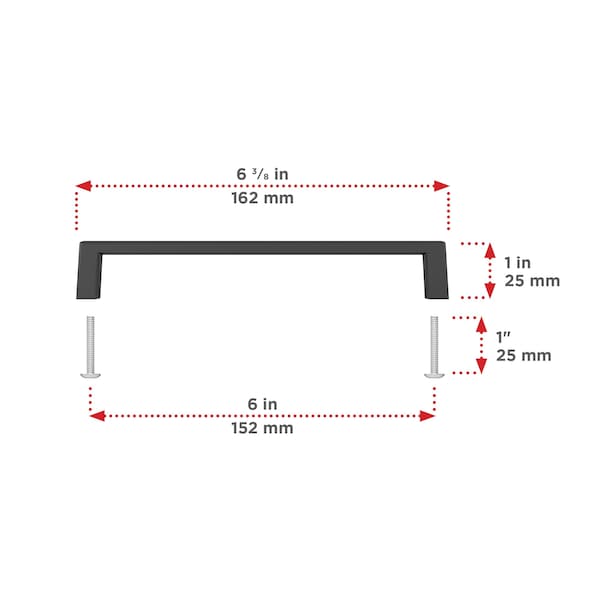 Richelieu Eglinton Collection 6-inch (152 mm) Matte Black Modern Rectangular Cabinet Pull - BP10746900