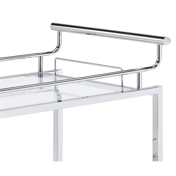 Acme Metal Frame Serving Cart with Shelf in Clear and Chrome - ER-0209CL