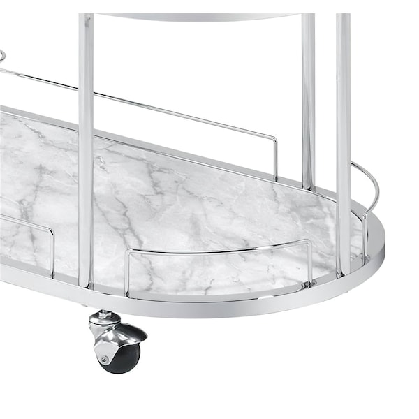Acme Metal Frame Serving Cart with Shelf in Clear and Chrome - ER-0209CL
