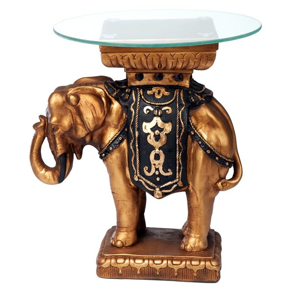 Design Toscano Maharajah Elephant Glass-Topped Sculptural Table - NG30585