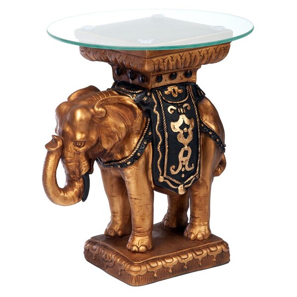Design Toscano Maharajah Elephant Glass-Topped Sculptural Table - NG30585