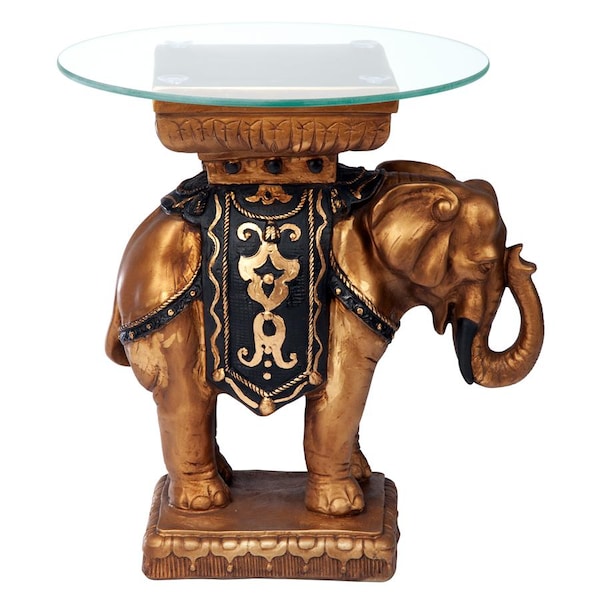 Design Toscano Maharajah Elephant Glass-Topped Sculptural Table - NG30585