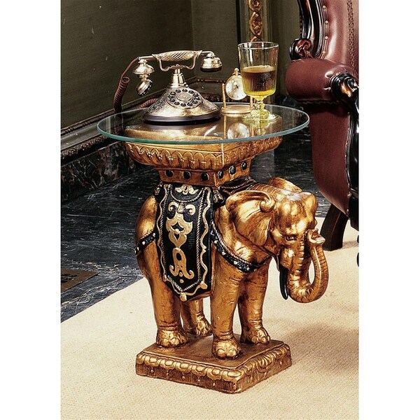 Design Toscano Maharajah Elephant Glass-Topped Sculptural Table - NG30585