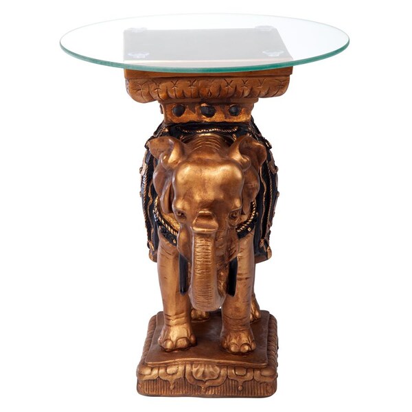 Design Toscano Maharajah Elephant Glass-Topped Sculptural Table - NG30585