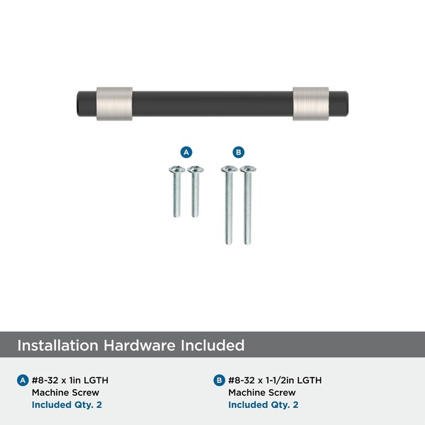 Amerock Mergence 3 inch 76mm Center-to-Center Matte Black/Satin Nickel Cabinet Pull - BP37385FBG10