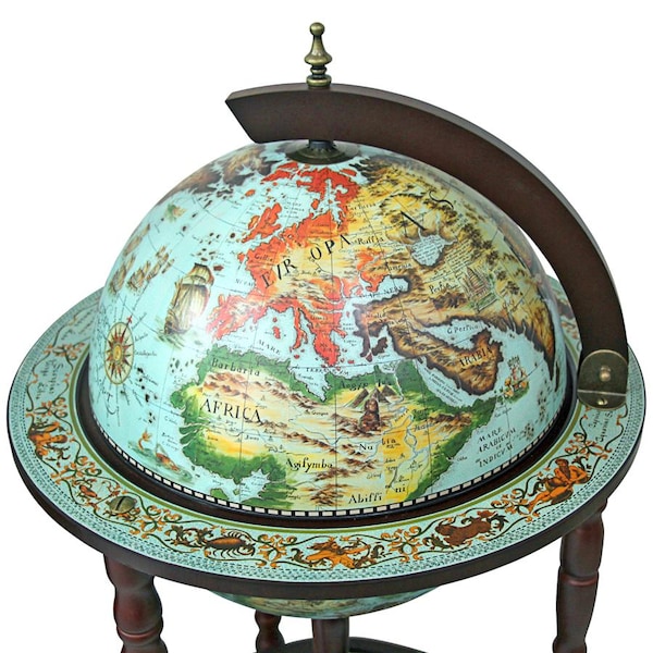 Design Toscano Sixteenth Century Cielo Blue Replica Globe Bar Cabinet - SJ360015