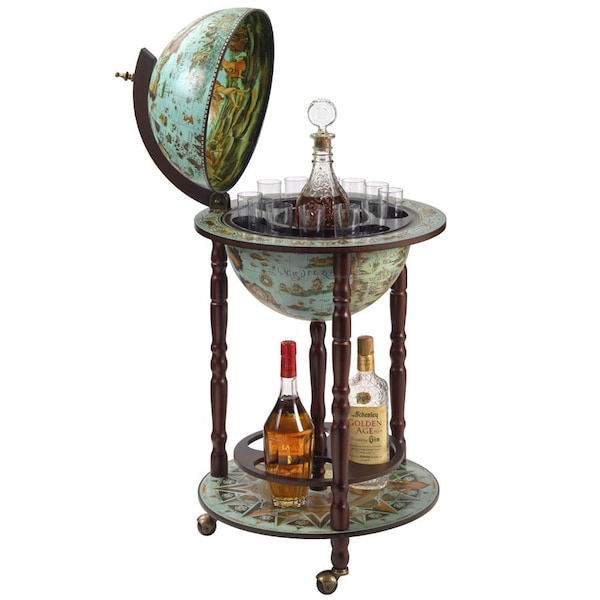 Design Toscano Sixteenth Century Cielo Blue Replica Globe Bar Cabinet - SJ360015