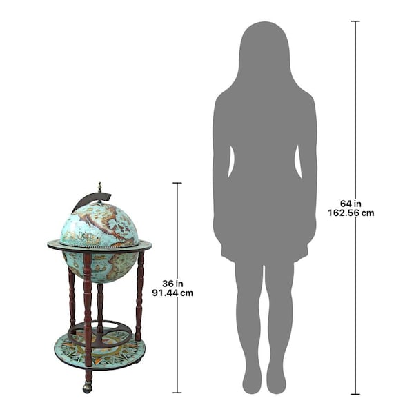 Design Toscano Sixteenth Century Cielo Blue Replica Globe Bar Cabinet - SJ360015