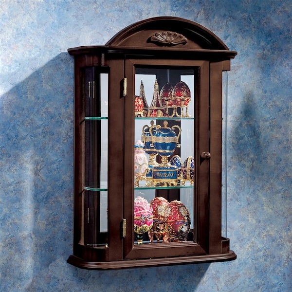 Design Toscano Rosedale Hardwood Wall Curio Cabinet: Walnut Finish - BN1522