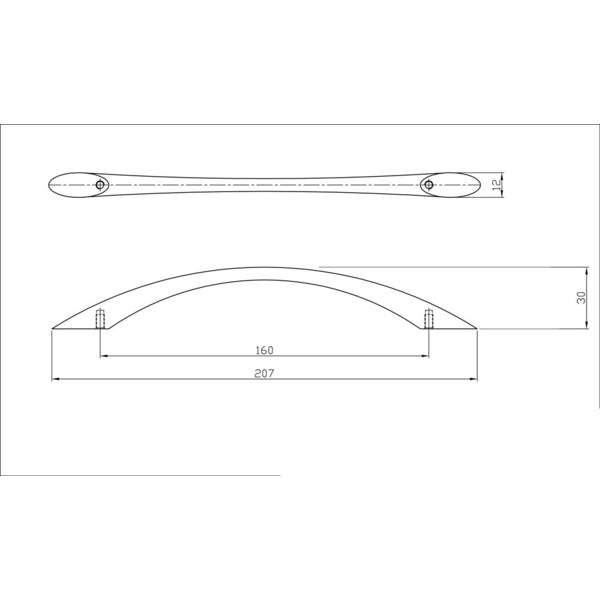 Richelieu 6-5/16 in. (160 mm) Center-to-Center Matte Black Contemporary Drawer Pull - BP85820160900