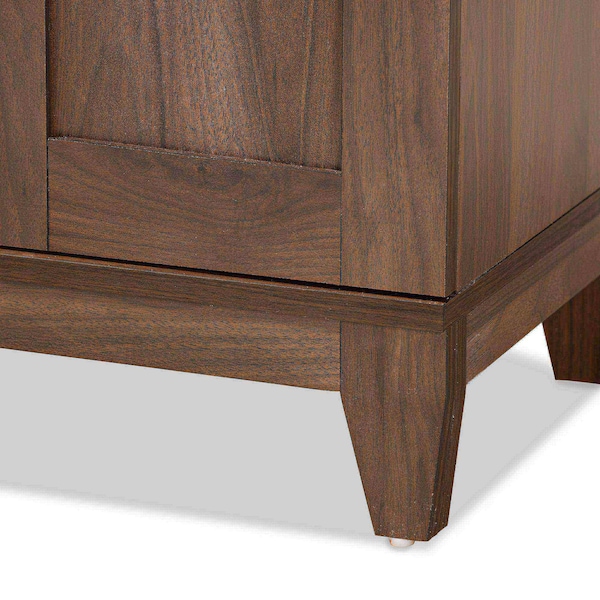 Baxton Studio Nissa Modern and Contemporary Walnut Brown Finished Wood 2-Door Shoe Storage Cabinet - 178-11218-ZORO