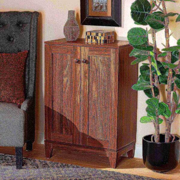 Baxton Studio Nissa Modern and Contemporary Walnut Brown Finished Wood 2-Door Shoe Storage Cabinet - 178-11218-ZORO