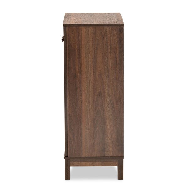 Baxton Studio Nissa Modern and Contemporary Walnut Brown Finished Wood 2-Door Shoe Storage Cabinet - 178-11218-ZORO
