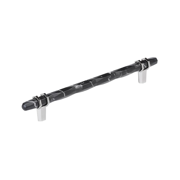 Amerock Carrione 8 inch 203mm Center-to-Center Marble Black/Polished Chrome Cabinet Pull - BP36663MBK26