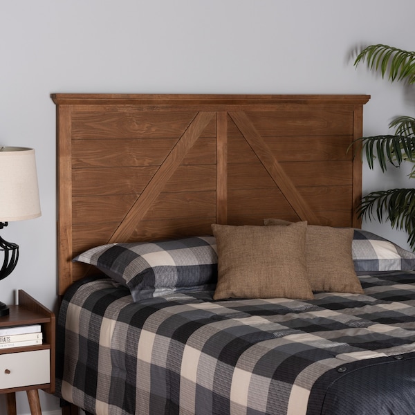 Baxton Studio Yorick Classic and Traditional Ash Walnut Finished Wood Queen Size Headboard - 221-12880-ZORO