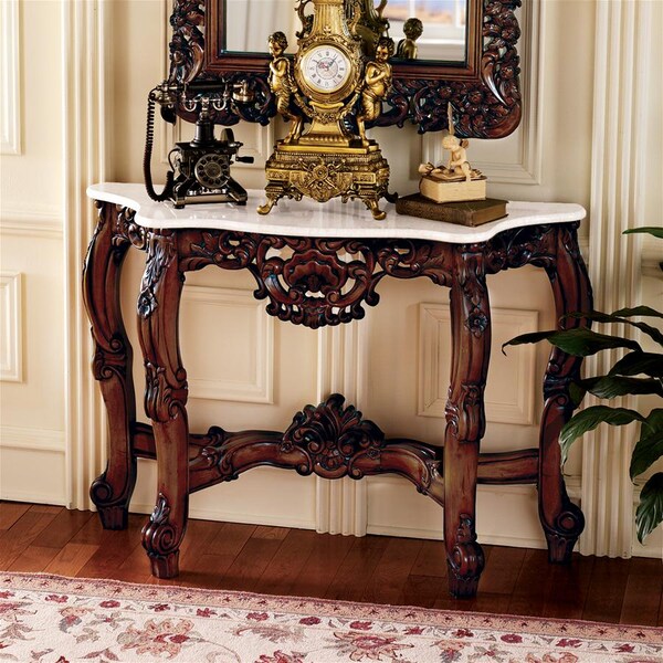 Design Toscano The Royal Baroque Marble-Topped Hardwood Console Table - DY4119