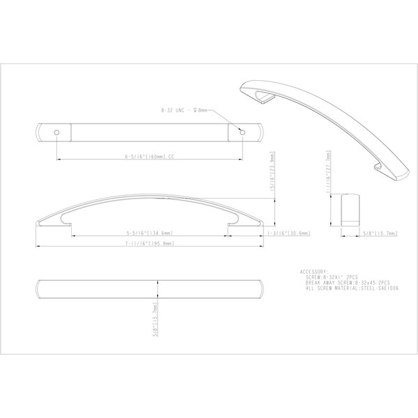 Elements By Hardware Resources 160 mm Center-to-Center Polished Chrome Arched Strickland Cabinet Pull - 771-160PC