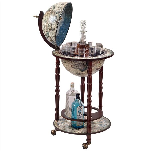 Design Toscano Sixteenth Century Crema Durata Replica Globe Bar Cabinet - SJ330016