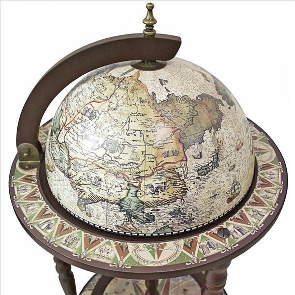 Design Toscano Sixteenth Century Crema Durata Replica Globe Bar Cabinet - SJ330016