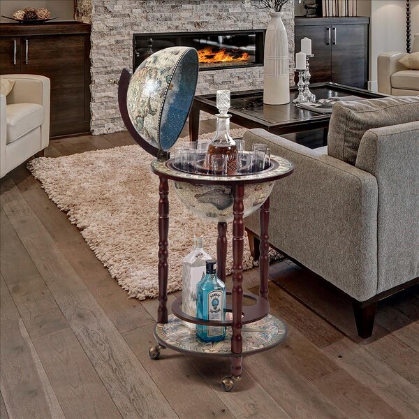 Design Toscano Sixteenth Century Crema Durata Replica Globe Bar Cabinet - SJ330016