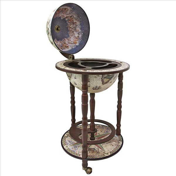 Design Toscano Sixteenth Century Crema Durata Replica Globe Bar Cabinet - SJ330016