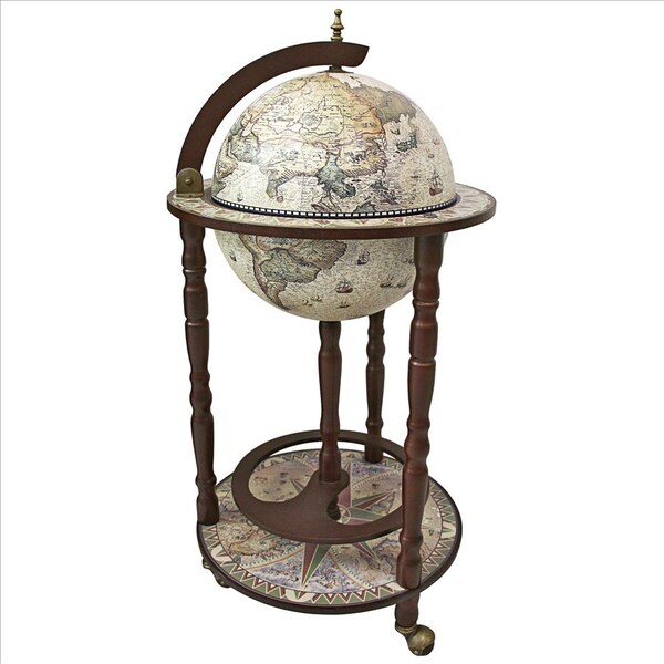 Design Toscano Sixteenth Century Crema Durata Replica Globe Bar Cabinet - SJ330016