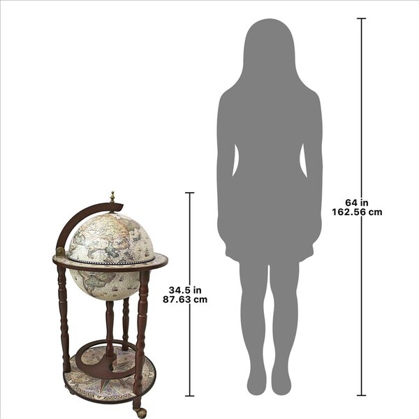 Design Toscano Sixteenth Century Crema Durata Replica Globe Bar Cabinet - SJ330016