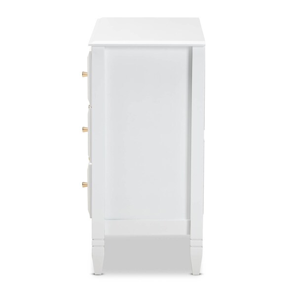 Baxton Studio Naomi and Transitional White Finished Wood 3-Drawer Bedroom Chest - 168-10825