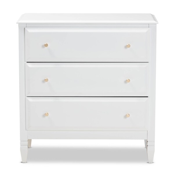 Baxton Studio Naomi and Transitional White Finished Wood 3-Drawer Bedroom Chest - 168-10825