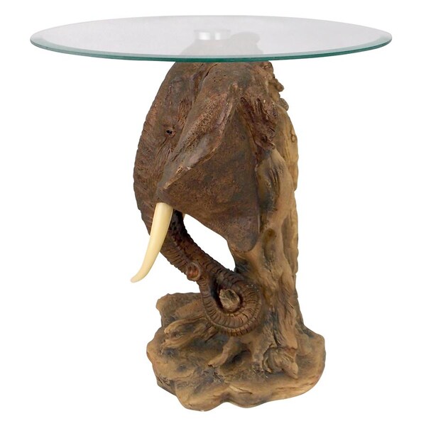 Design Toscano Lord Earl Houghton's Trophy Elephant Glass-Topped Table - KY86485