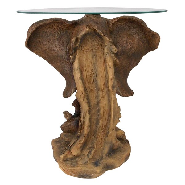 Design Toscano Lord Earl Houghton's Trophy Elephant Glass-Topped Table - KY86485