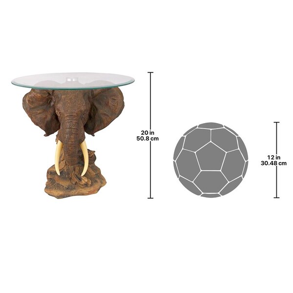 Design Toscano Lord Earl Houghton's Trophy Elephant Glass-Topped Table - KY86485