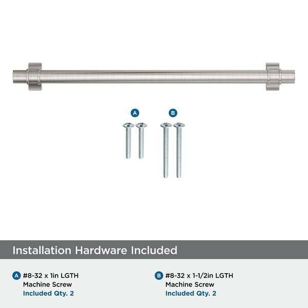 Amerock Davenport 8-13/16 inch 224mm Center-to-Center Satin Nickel Cabinet Pull - BP36619G10