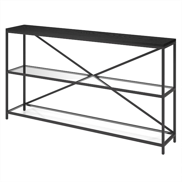 Hudson & Canal 55 in. Wide Fionn Rectangular Console Table, Blackened Bronze & Black - AT1541