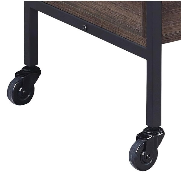 Acme Wooden Serving Cart with 2 Shelves in Walnut and Black - ER-0167WL