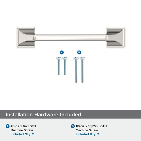 Amerock Exceed 3-3/4 inch 96mm Center-to-Center Polished Nickel Cabinet Pull - BP36881PN