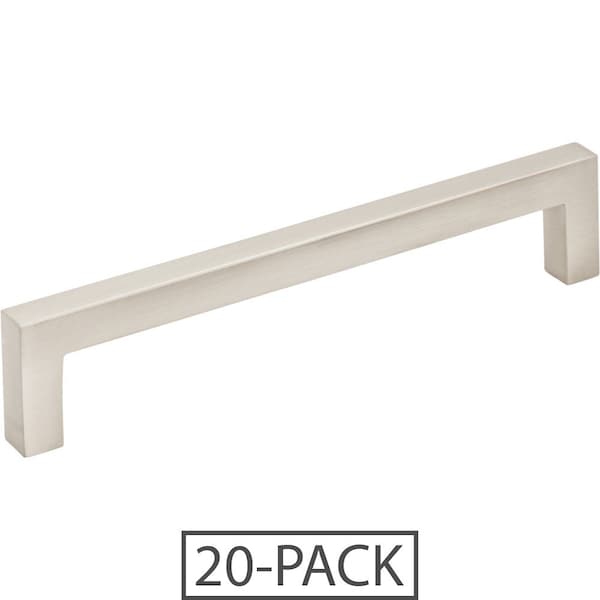 Elements By Hardware Resources of the 128 mm Center-to-Center Satin Nickel Square Stanton Cabinet Bar Pull 20PK - 625-128SN-20