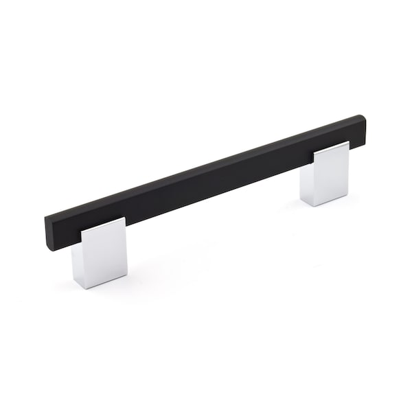 Richelieu 5 1/16 in (128 mm) Center-to-Center Chrome, Matte Black Contemporary Cabinet Pull - BP905128140900