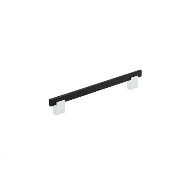 Richelieu 7 9/16 in (192 mm) Center-to-Center Chrome, Matte Black Contemporary Cabinet Pull - BP905192140900