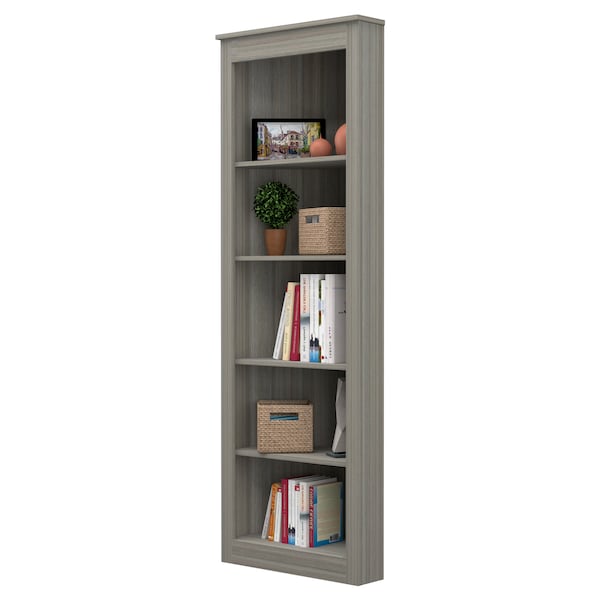 Inval Corner Bookshelf Wall Unit 70.9 in. H 5-shelf in Smoke Oak - BE-12804